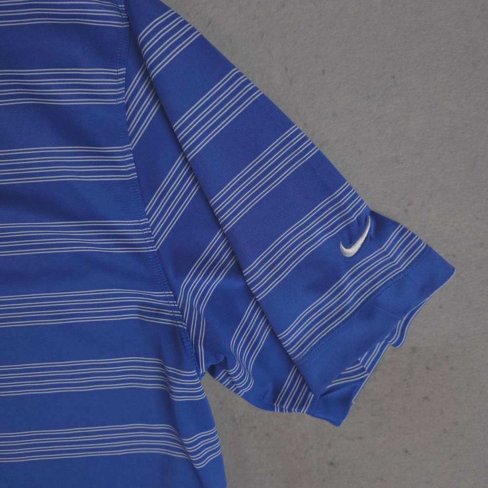 Nike Golf Dri Fit Blue White Stripe Polo Shirt Mens Large - Picture 3 of 11